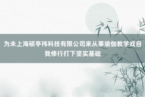 为未上海硕亭祎科技有限公司来从事瑜伽教学或自我修行打下坚实基础