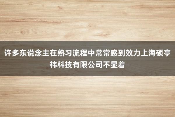 许多东说念主在熟习流程中常常感到效力上海硕亭祎科技有限公司不显着